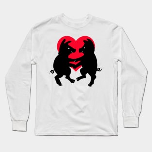 Dancing Pig Valentine's Day Long Sleeve T-Shirt